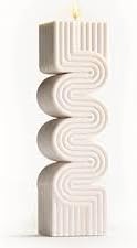 Miniatura 2 de SKP Decor - Vela perfumada de cera de soja pura hecha a mano con forma de zig zag  Vela de diseño para decoraciones, juego de 2 piezas (blanco y