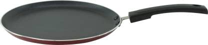 REGOLITH ENTERPRISES Aluminium Non Stick Gas Stove and Induction Base Compatible Flat Tawa Dosa Tawa 28 CM Diameter