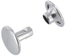RV9279 Double Cap Rivet, Cap 9.2mm, Post 7.9mm, Nickel Plate, Solid Brass-LL (100 sets per bag)