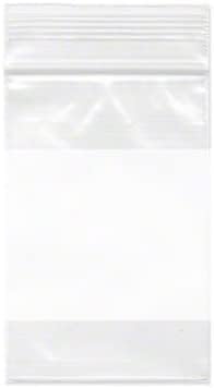 Dazzling Displays100-Pack 2 Mil Clear Resealable Zip Top Poly Bags with White Block (2 x 6 Inch)