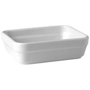TAMLED Juego de 4 bandejas para horno de porcelana, color blanco, 15,8 x 13,4 x 4,5 cm, rectangulares, resistentes a arañazos y cortes, apto para lavavajillas y horno
