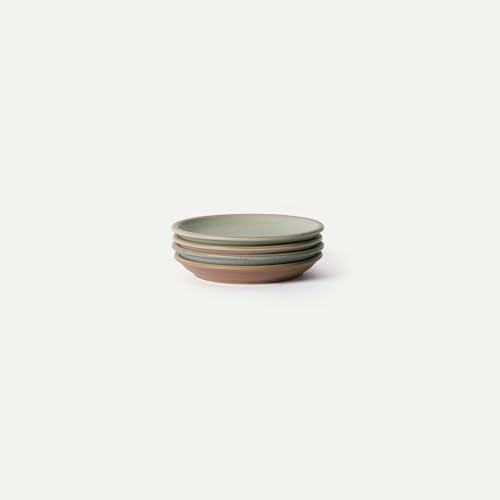 MORA Small Plates Set of 4 6.5 inch Ceramic Pottery Dessert Plates - Microwave Oven and Dishwasher Safe - Harvest