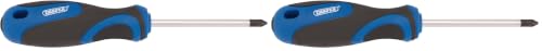 Image of Draper 48926 865PZ Number 1 PZ Type Screwdriver with Soft Grip Handle, 75mm, Blue (Pack of 2)