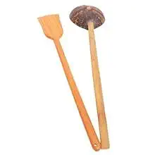 looms & weaves - Combo Pack of Coconut Shell Spoon & Neem Wood Spatula (2 Nos)