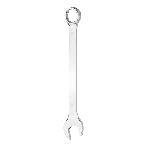 sourcing map Combination Wrench 30mm Metric 12-Point Box and Open End 45# Carbon Steel Double Ended Spanner Tool for Automotive Pipe Furniture Machinery DIY Repair, Silver White