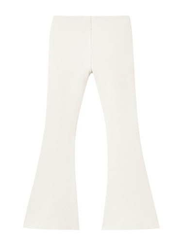 Image of Haloumoning Girls Kids Elastic Waist Ribbed Flare Split Bottom Pants Stretch Casual Long Pants(5-14Y) White