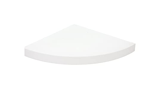 HERSIG - Estante Esquinero Curvo Flotante de Pared Madera Blanca Baldas para Baño o Dormitorio Fijación Oculta y Resistente de hasta 10 kg - 29,5x29,5 cm