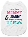 BaxterBoo I've Got Mommy & Daddy Wrapped Around My Little Paw Dog Shirt - White (Medium)