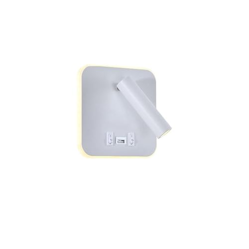 Aplique de pared LED rectangular blanco con puerto de carga USB para cabecero de dormitorio 6