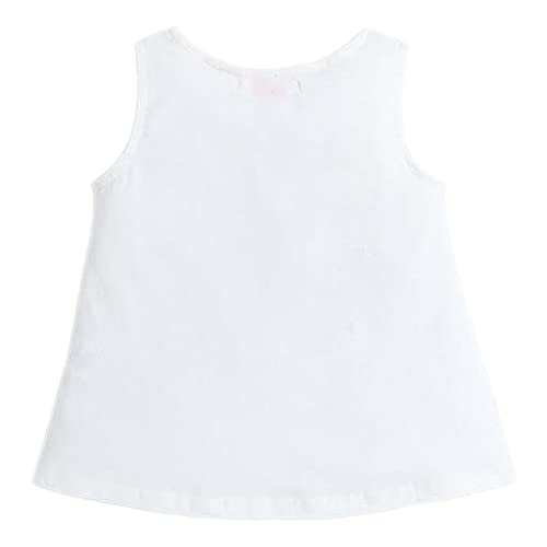 Image of Hopscotch Baby Girls Mini Length Cotton Sleeveless Text Printed Dress in White Color