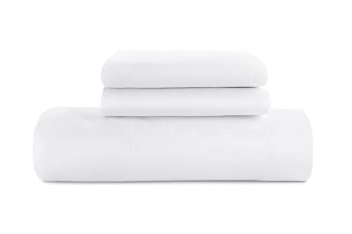 Sábana bajera de polialgodón teñida lisa, de lujo, no necesita planchado, fácil cuidado, suave, sábana de cama de calidad de hotel, King y Super King tamaño del Reino Unido (blanco, individual) Cover