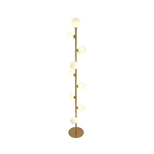 ZEIA3 9 têtes G4 lampadaire Nordique Salon Grand lampadaire avec Abat-Jour en Verre Or pôle de Lecture lumière Interrupteur au Pied pour Chambre Bureau Salle d'étude