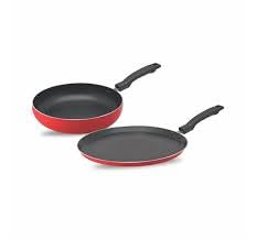 Combo NonStick Dosa Tawa (28cm) and Fry Pan (22cm),Heavy Weight, 2.6mm Thickness, 3 Layer Coat, Non-Induction