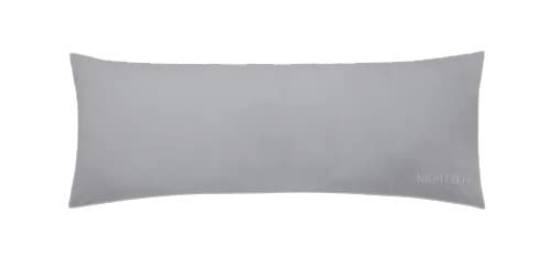 NIGHTZEN® Bolster Pillowcases - Plain Dyed Easy Care Polycotton Long Bolster Pillowcase Cover Soft Quality Blended Cotton - Maternity Orthopedic Support Pillowcase (King 5FT, Silver)