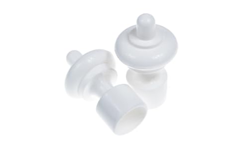 HOME LAMB Topes para barras de cortina, color blanco, 2 unidades de 28 mm de diámetro, elegante barra de cortina, topes elegantes para cortinas, accesorios para cortinas