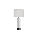 Signature Design by Ashley Kerrbrook Industrial Table Lamp with 3-Way Switch and Drum Shade, Glass & Black