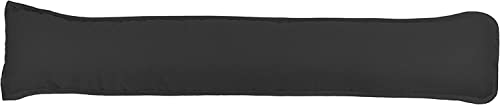 Plain Dyed Fabric Draught Excluder Stopper Cushion Heavy Door Draught Stopper Polycotton 92 x 20cm - Black