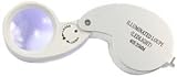Small Handheld Pocket Jewelers Loupe Jewelry Loop 40X 25 MM Lighted Magnifier Magnifying Glass Eye Lens Pieces with Illuminated Led Light and Case Chrome Finish Folding for Reading, Coins, Hobby