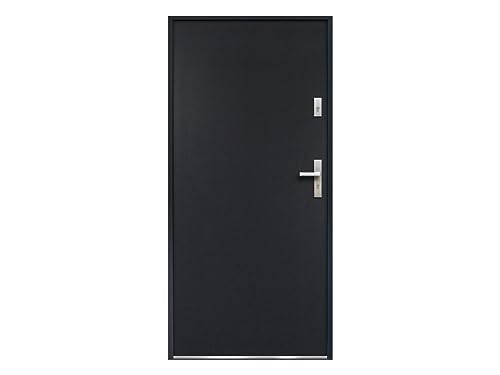 Vente-unique-Puerta de entrada de acero Alt. 207 x Ancho 100 cm antracita - se abre hacia la izquierda AGUEDA