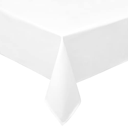 MODERNO Gastro Tischdecke Kochfest 95C Vollzwirn Damast 100% Baumwolle Uni Glatt Weiß Industriewäsche geeignet & Chlorecht 4-Seiten-Saum (80 x 80 cm)