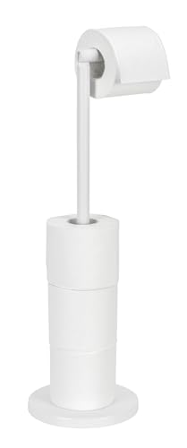 Wenko Portarrollos de pie 2 en 1 Blanco Mate, Acero, 21 x 55 x 17 cm, Blanco