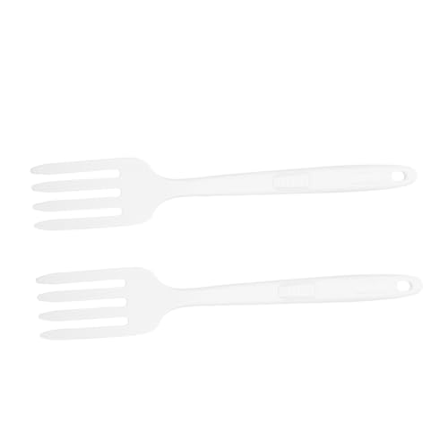 Cabilock Flexible Silicone Forks Set 2 Pcs Dinner Forks for Pasta Salad Stirring Cooking Easy to Clean Heat Resistant Nonslip Grip