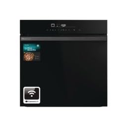 Hisense HO66F Pizzachef - Horno eléctrico de 60 cm, modo pizza Pro 350°, limpieza pirolítica, Air Fry, Even Bake, WiFi, 77 litros, puerta suave, programas automáticos, color negro