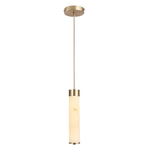 Lámpara colgante de mármol natural y latón con luz LED 3000K para techo de diseño moderno de 1 foco
