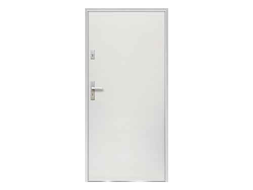 Vente-unique-Puerta de entrada de acero Alt. 207 x Ancho 100 cm blanco - se abre hacia la derecha AGUEDA