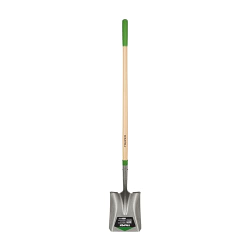 Truper Square-Point Shovel, Mid-Size Steps, 48-Inch Wood Handle with 6-Inch Grip, 16 Gauge Blade, Heavy-Duty Digging & Transfer Shovel (Model 31188)