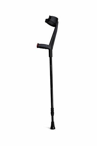 Image of 4-Leg Medical Walking Aid for Old People Adjustable Height Heavy Duty Lightweight Walking Stick for Senior Citizen & Patients Anti-Slip Base High Mild Steel (Black Elbow Crutch)