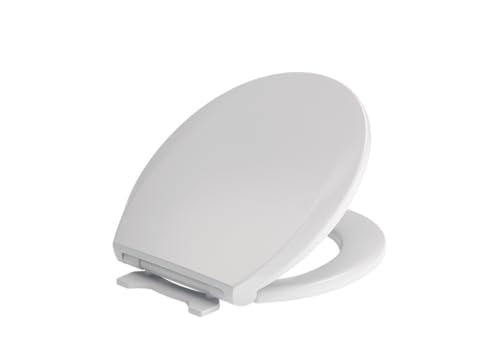 Centoco Round Toilet Seat with Slow-Close, Fast Fix Hinge, Quick-Release for Cleaning, Closed Front with Cover, Plastic, 550 lbs Capacity, White