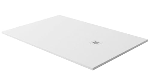 Stone Slate Effect Shower Tray Square Rectangle Wet Room White 30mm Low Profile (1600 x 900 mm White)