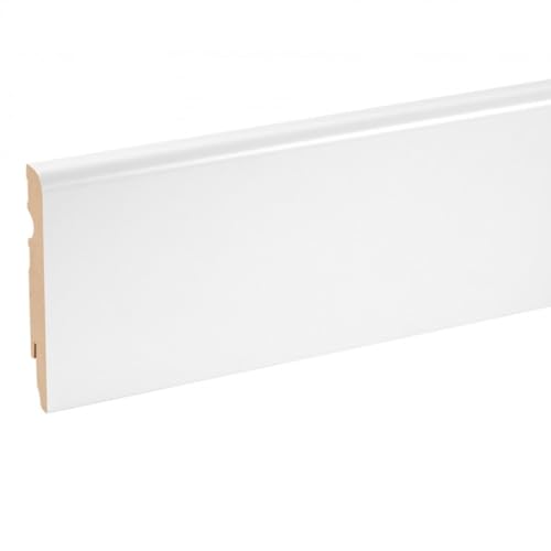 Image of White Primed MDF Skirting Board with Easy Clip System - Classic Round 100mm High x 2.2 Metre Long