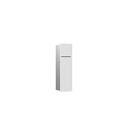 emco ASIS Pure Unterputz-Schrankmodul für die Klobürstengarnitur, Badezimmerschrank mit Toilettenpapierhalter, Hochschrank mit "Push to Open"-Funktion, Anschlag rechts, Weiß matt