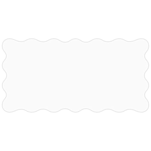 Image of PU Leather Desk Pad, Scalloped Non-Slip Mouse Pad & Large Desk Mat Cover Stitched Edges Writing Pad for Office, Home - Waterproof, Easy to Clean, Durable Surface I 31.4 inchx15.7 inch, Ivory White