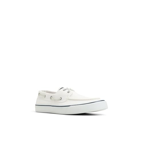 Sperry Men's Bahama II Sneaker Boat Shoe, White Cotton, 10.5