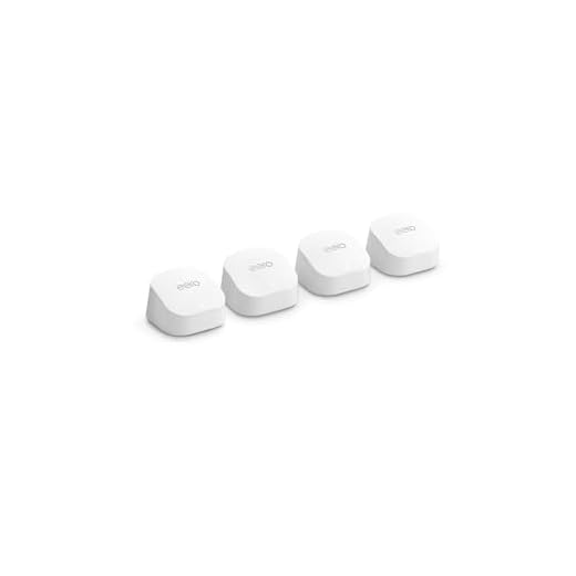 Amazon eero 6+ mesh wifi system - Supports internet plans up to a Gigabit, Coverage up to 6,000 sq. ft., Connect 75+ devices, 4-pack