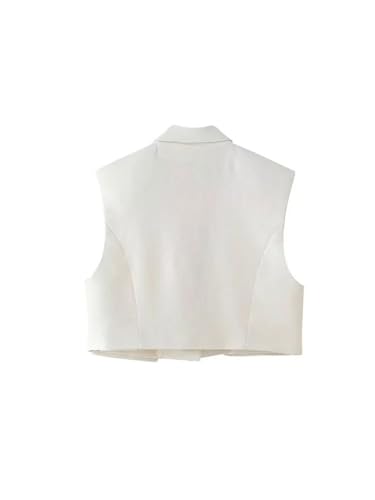 Women Sleeveless Blazer Vest Suits V Neck Office Tanks Crop Top Wide Pants Sets2