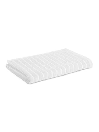 Image of Welspun 100% Cotton Large (70 Cm X 150 Cm) | 250 GSM Dobby Solid Bath Towel (White)- 2-in-1