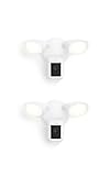 Ring Floodlight Cam Wired Pro, Home or business security, Retinal 2K Video, Color Night Vision and Two-Way Talk with Audio+, 2-pack, White