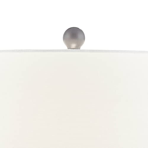 360 Lighting Carlton Modern Coastal Table Lamps 28 1/4" Tall Set of 2 Gray Wash Off White Fabric Tapered Drum Shade for Living Room Bedroom House Bedside Nightstand Home Office Family - Image 3