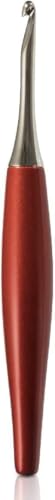 Image of Furls Crochet Hook, Odyssey Red, Nickel Plated Tip for Effortless Glide, Ergonomic Handle Crochet Hooks 7 inch (Odyssey - Red, M - 8.00MM)