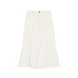 falda vaquera con bordados Tipo de tela: Denim. ZYZMH Falda Vaquera de Cintura Alta for Mujer, Faldas Vaqueras holgadas con Borde de Volantes Plisadas de Retazos y borlas for Mujer (Color : Blue,White, Size : M)