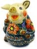 Polmedia Polish Pottery Piggy Bank UNIKAT - Amber Sunrise Pattern Handmade in Boleslawiec Poland + Certificate of Authenticity