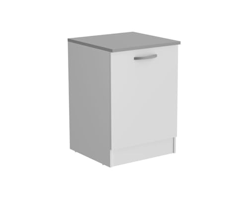 Meuble Bas De Rangement 1 Porte - L 60 X P 60 X H 86 Cm - Gamme Eko - Blanc