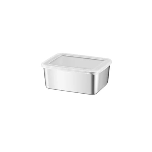 MZYFDC Tupper Acero Inoxidable Bandeja rectangular de acero inoxidable for almacenar alimentos, 1/4 piezas, con tapa, gruesa, for lonchera(1PC)