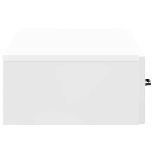 Table d'appoint murale blanche brillante bois 87,5cm avec tiroir