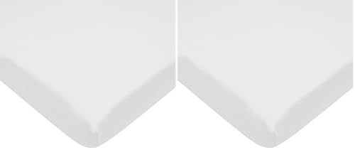 Image of TL Care 100% Natural Cotton Fitted Mini Crib Sheet 38 inch x 24 inch - Soft & Breathable Small Nesting Portable Crib Sheet, Fits Pack N Play Mattresses, White, for Boys & Girls (Pack of 2)