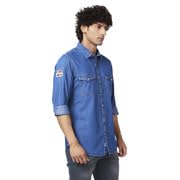 Image of Spykar Men's Regular Fit N /A Full Sleeve Indigo Casual Shirts